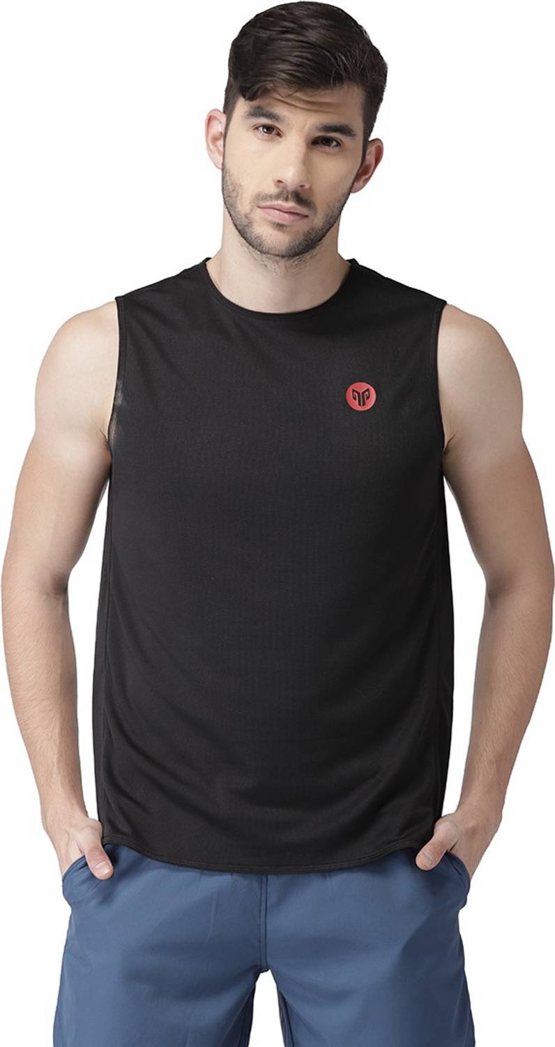 2GO Solid Men Round Neck Black T-Shirt