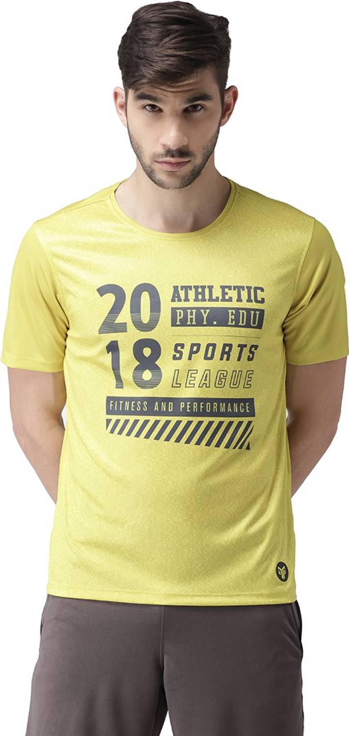 2GO Typography Men Round Neck Yellow T-Shirt