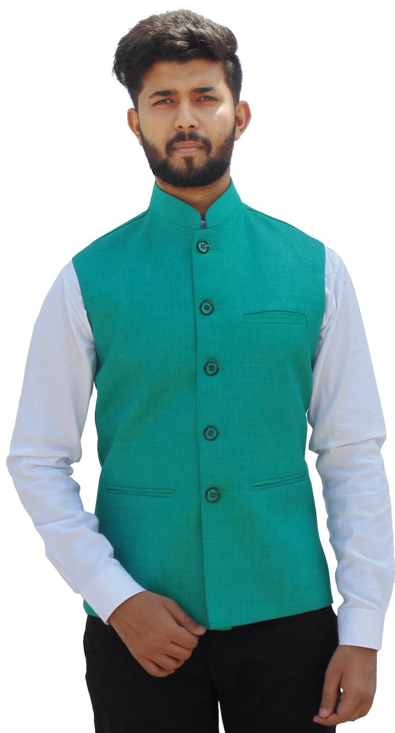 Badoliyasons Badoliya & Sons Men's Designer Jute Nehru Jacket/Waist Coat Men Solid Nehru Jacket