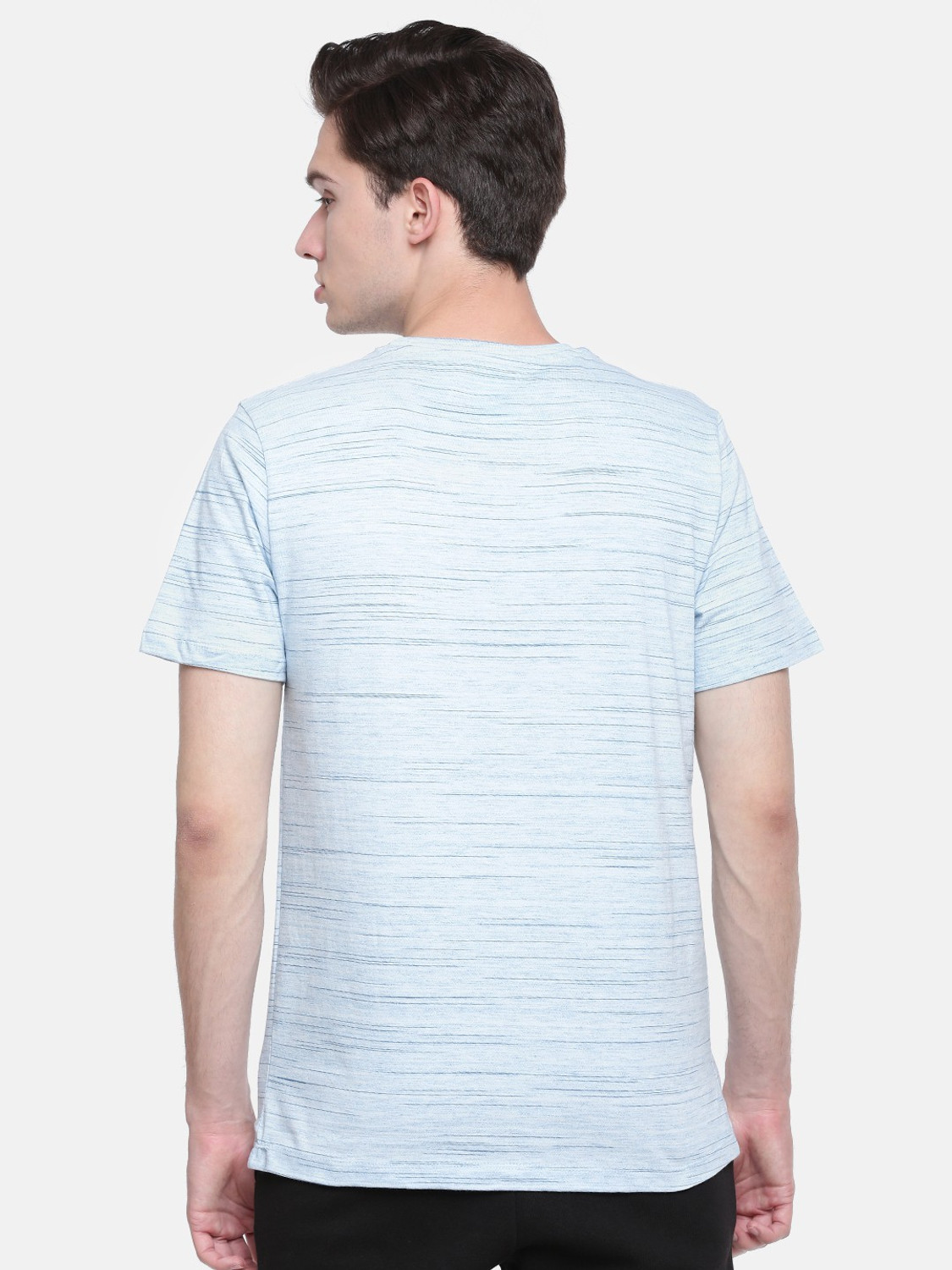 Image of Force NXT Self Design Men Round Neck Reversible Blue T-Shirt