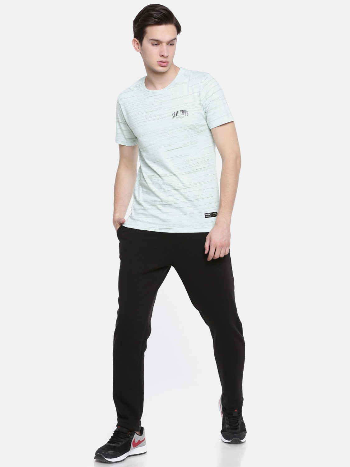 Image of Force NXT Self Design Men Round Neck Reversible Light Green T-Shirt
