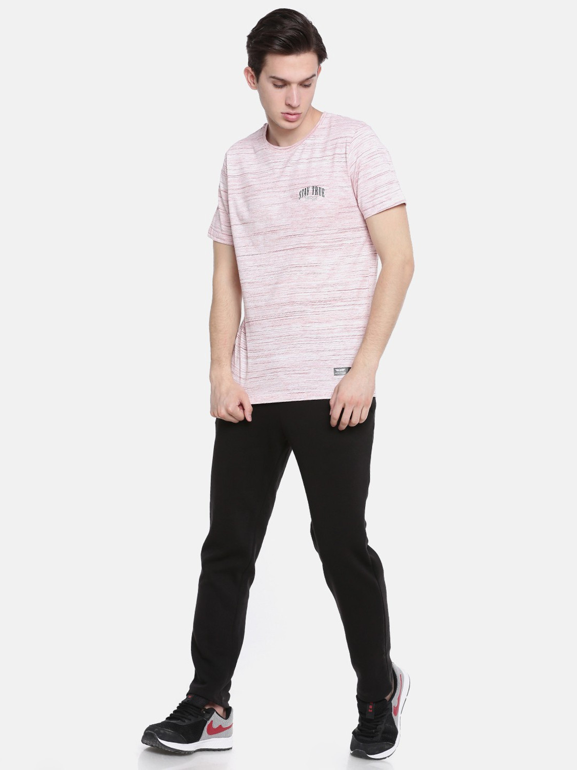 Image of Force NXT Self Design Men Round Neck Reversible Pink T-Shirt