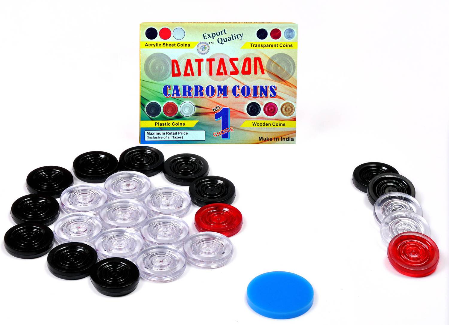 STC Dattson PVC Carrom Coins with Striker - Image 2