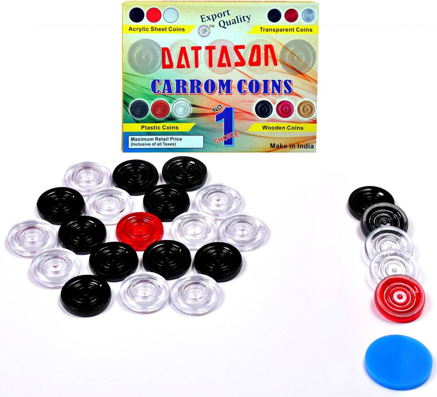 STC Dattson PVC Carrom Coins with Striker - Image 1