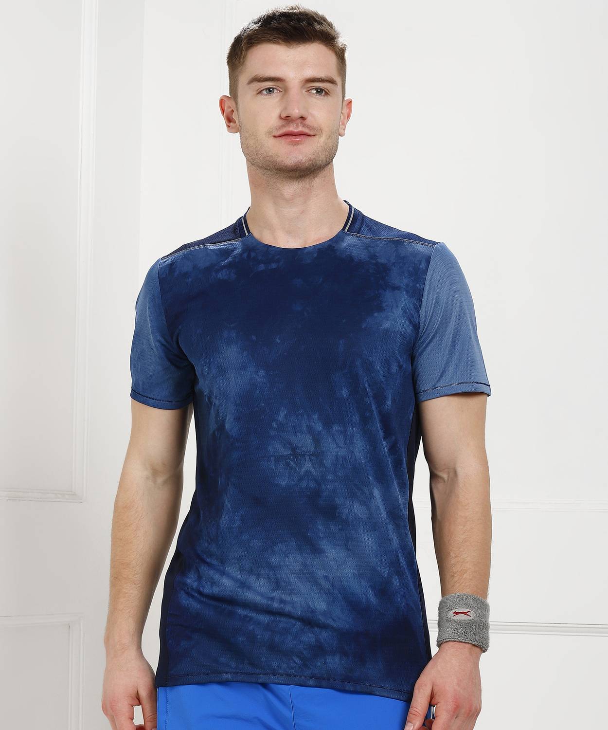 ADIDAS Printed Men Round Neck Blue T-Shirt