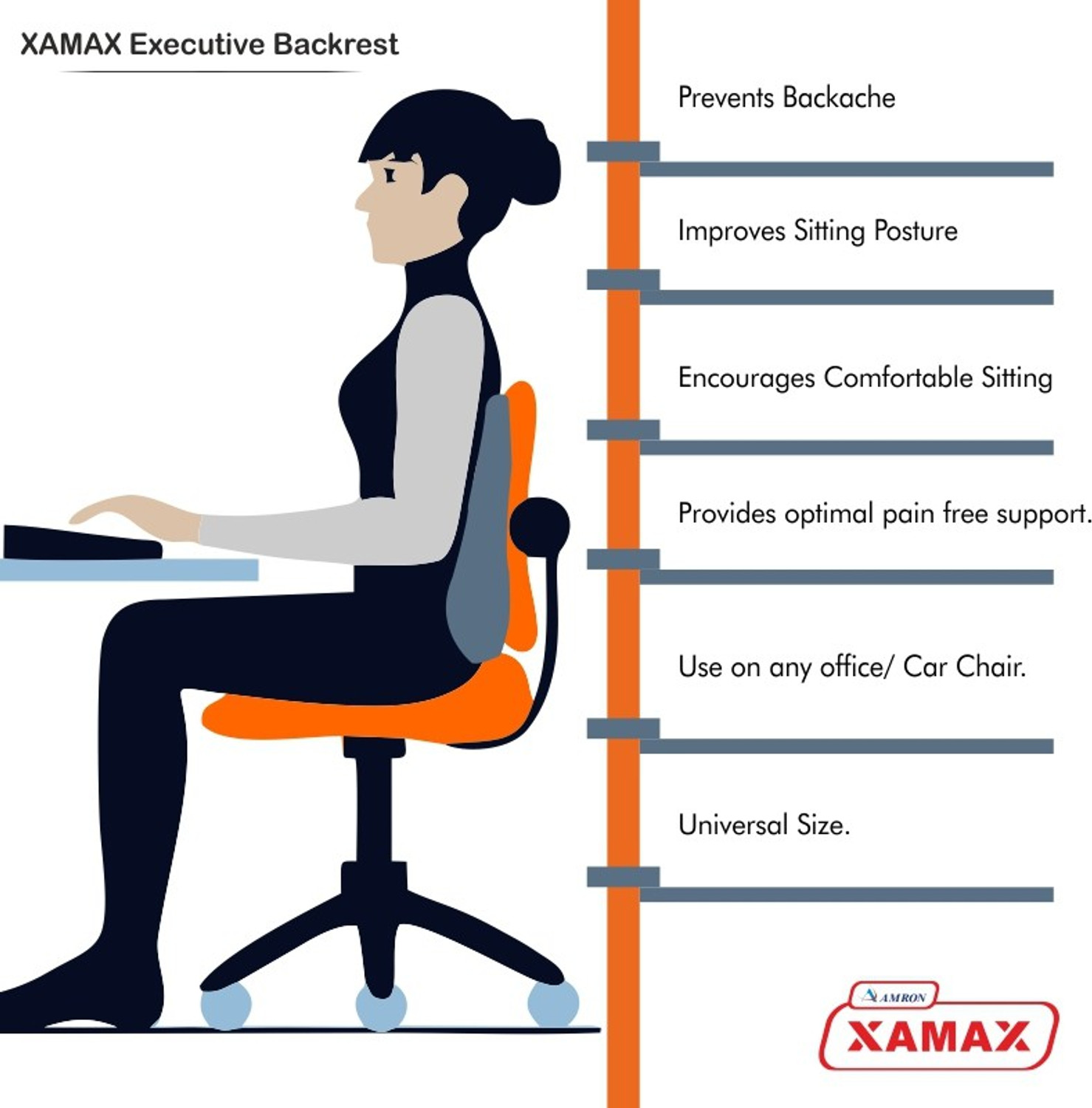 Image of AMRON XAMAX Backrest Executive Back / Lumbar Support
