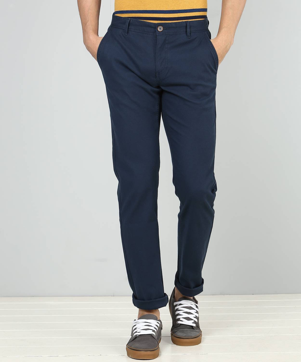 Allen Solly Slim Fit Men Blue Trousers