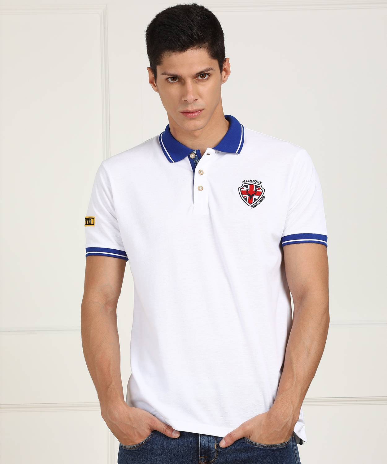 Allen Solly Jeans Solid Men Polo Neck White T-Shirt