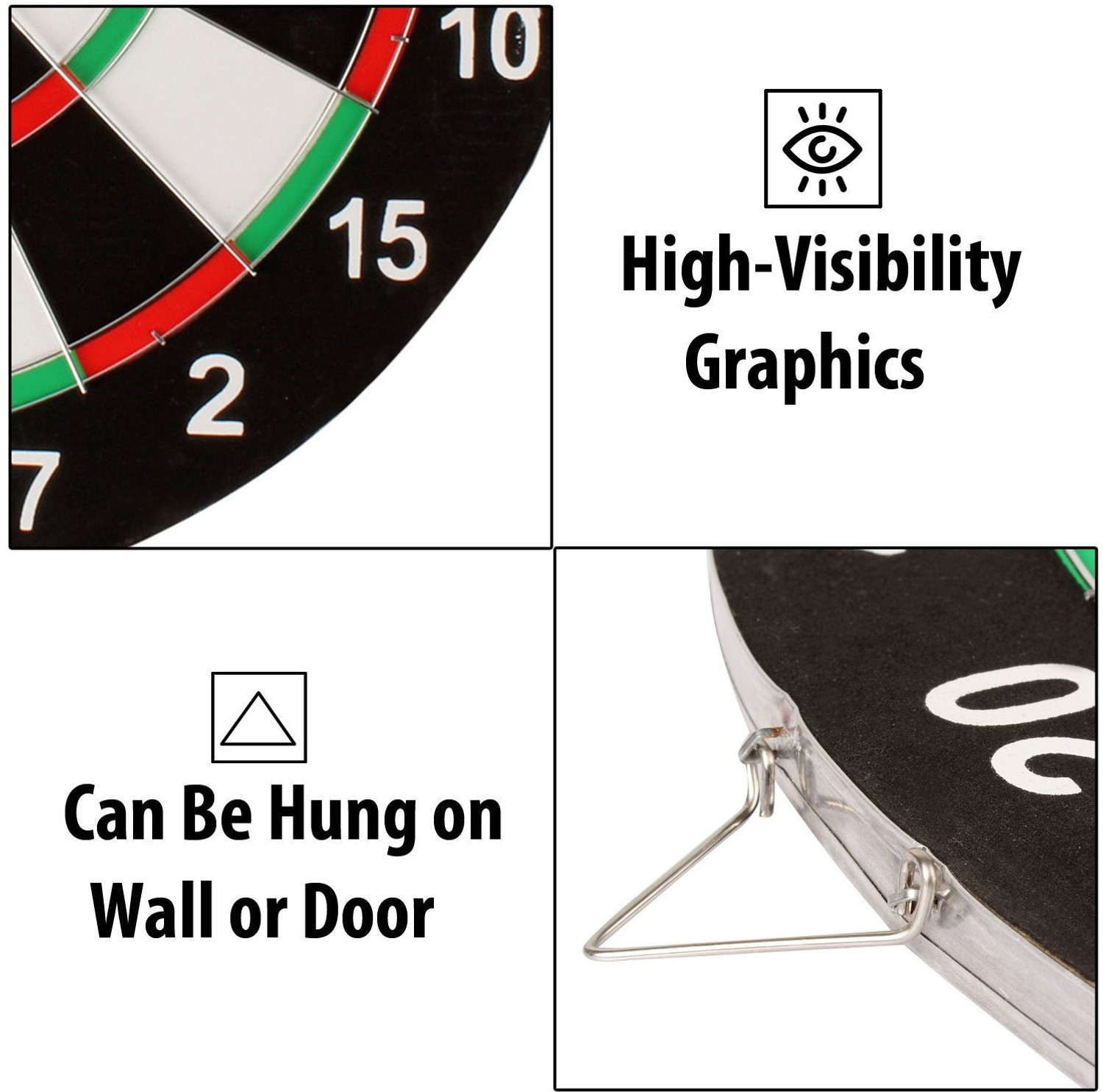 Image of Sunlin Double Sided Dart Board Game - With 6 Darts - Size 12 inch Dart Board Game