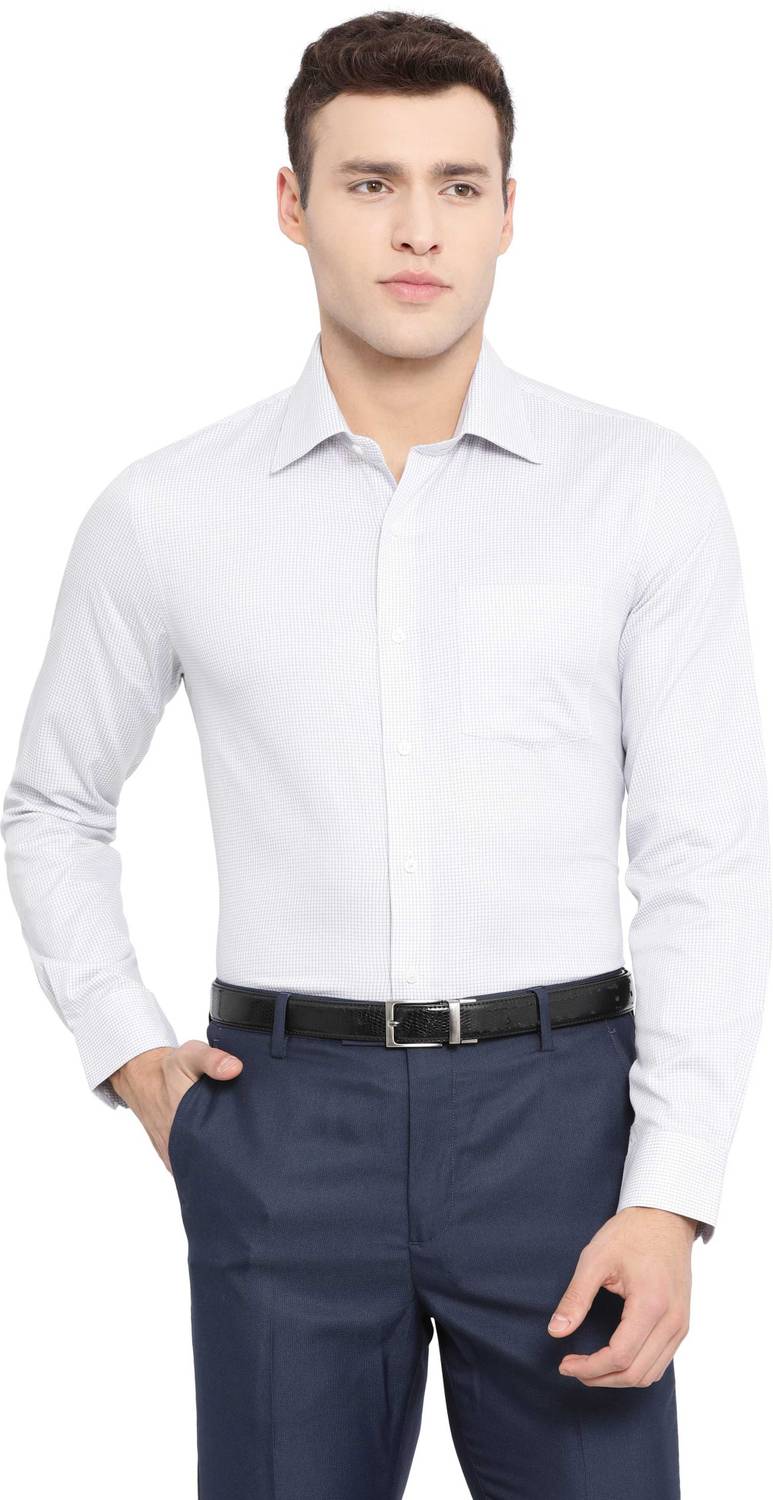 ARROW Men Checkered Formal White Shirt