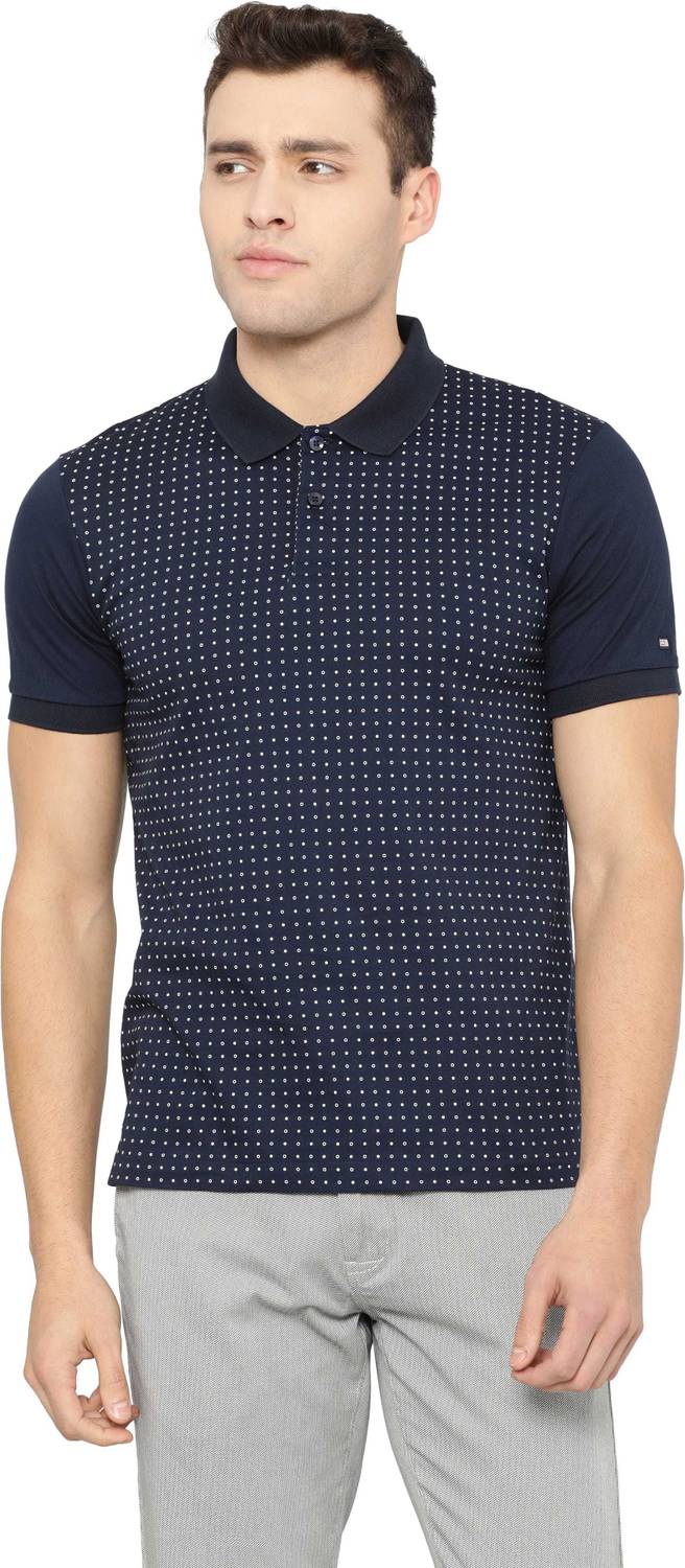 Arrow Sport Printed Men Polo Neck Blue T-Shirt