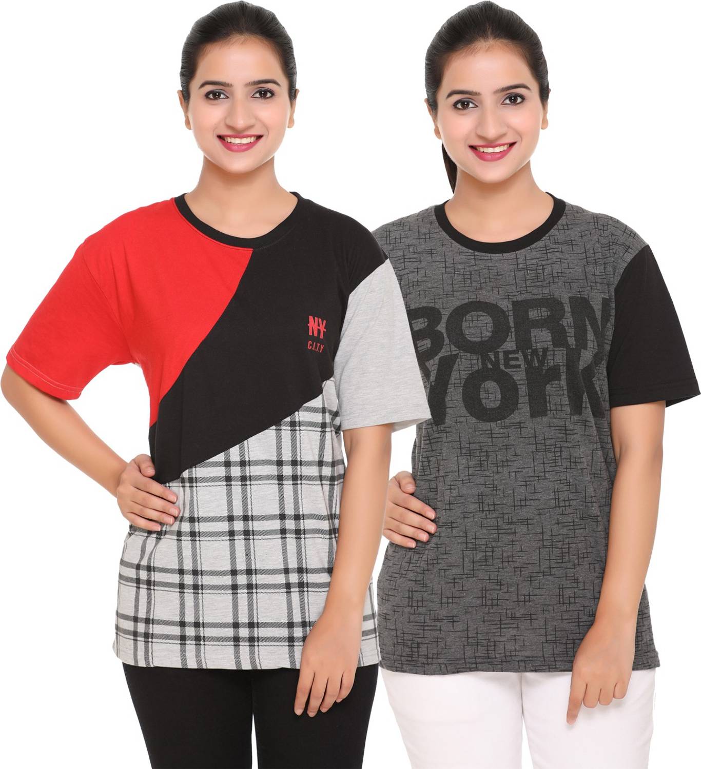 69GAL Graphic Print Women Round Neck Multicolor T-Shirt