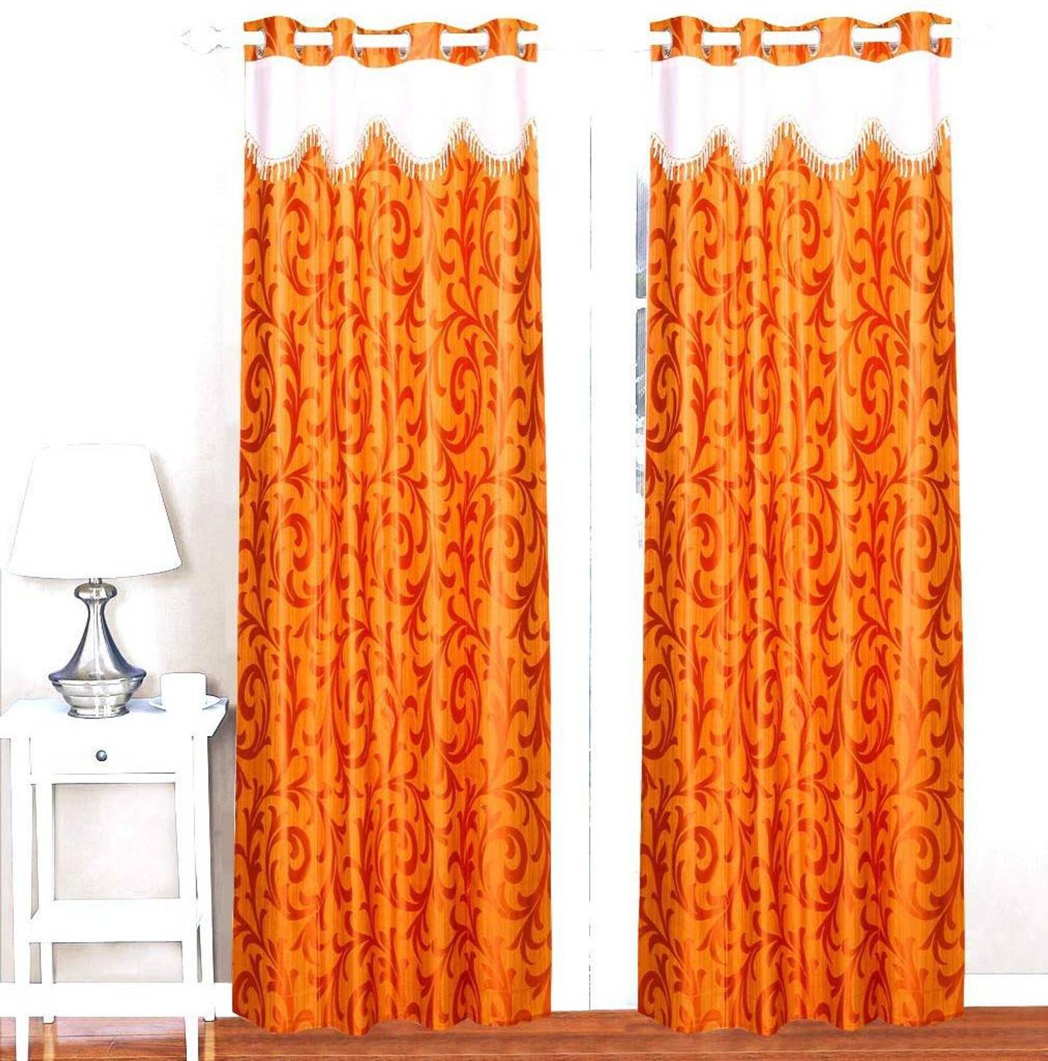 Alemah 244 cm (8 ft) Long Door Polyester, Jacquard Semi Transparent Curtain (Pack Of 2)