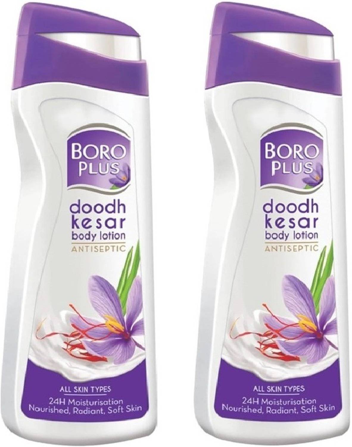 BOROPLUS Body Lotion DOODH KESAR 24 hrs. Moisturizing Lotion, Antiseptic For Soft Skin 300ml x 2 (600 ml)