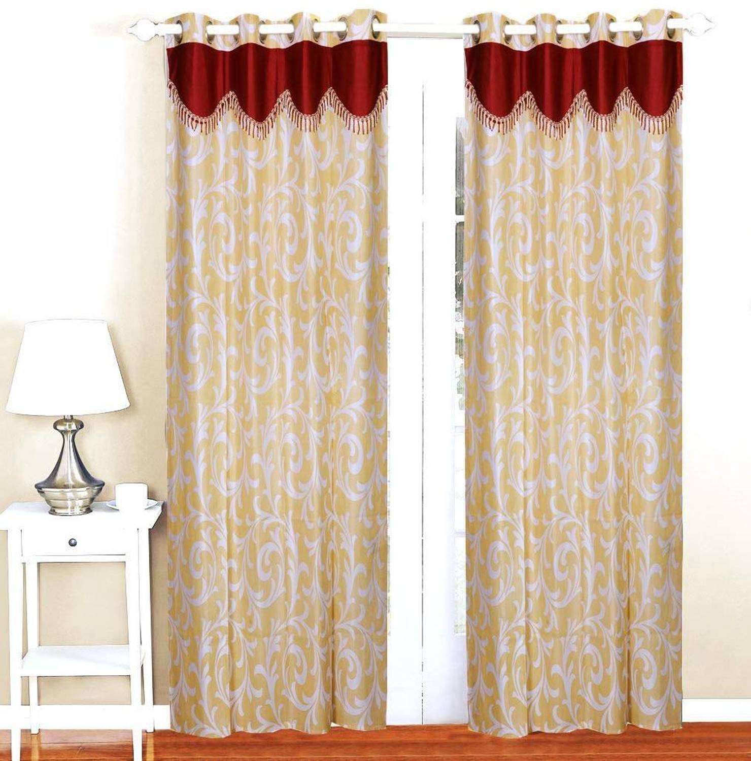 Alemah 244 cm (8 ft) Long Door Polyester, Jacquard Semi Transparent Curtain (Pack Of 2)