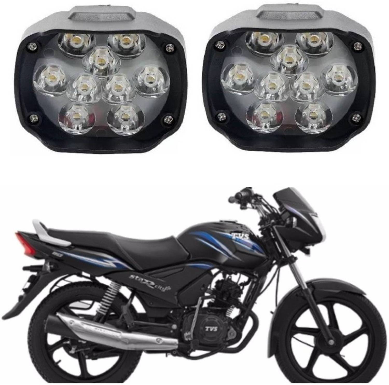 AUTOGARH 9 LED Fog Light Spot Beam Waterproof Heavy Duty Pod Driving Work Lamp For Star City Headlight Car, Motorbike LED for TVS (12 V, 55 W)