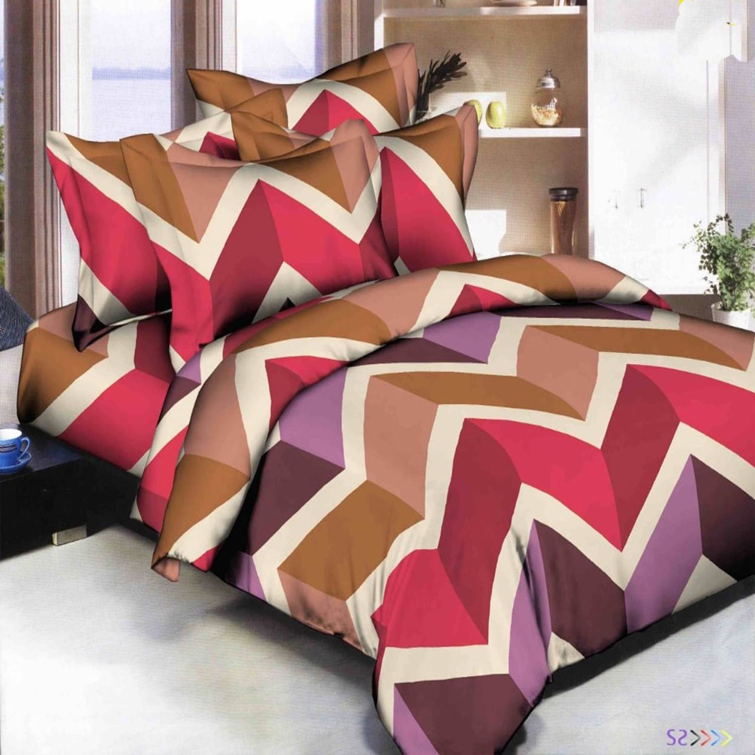 BHAVYA Polycotton Double Flat 130 TC Abstract 1 Bedsheet with 2 Pillow Covers