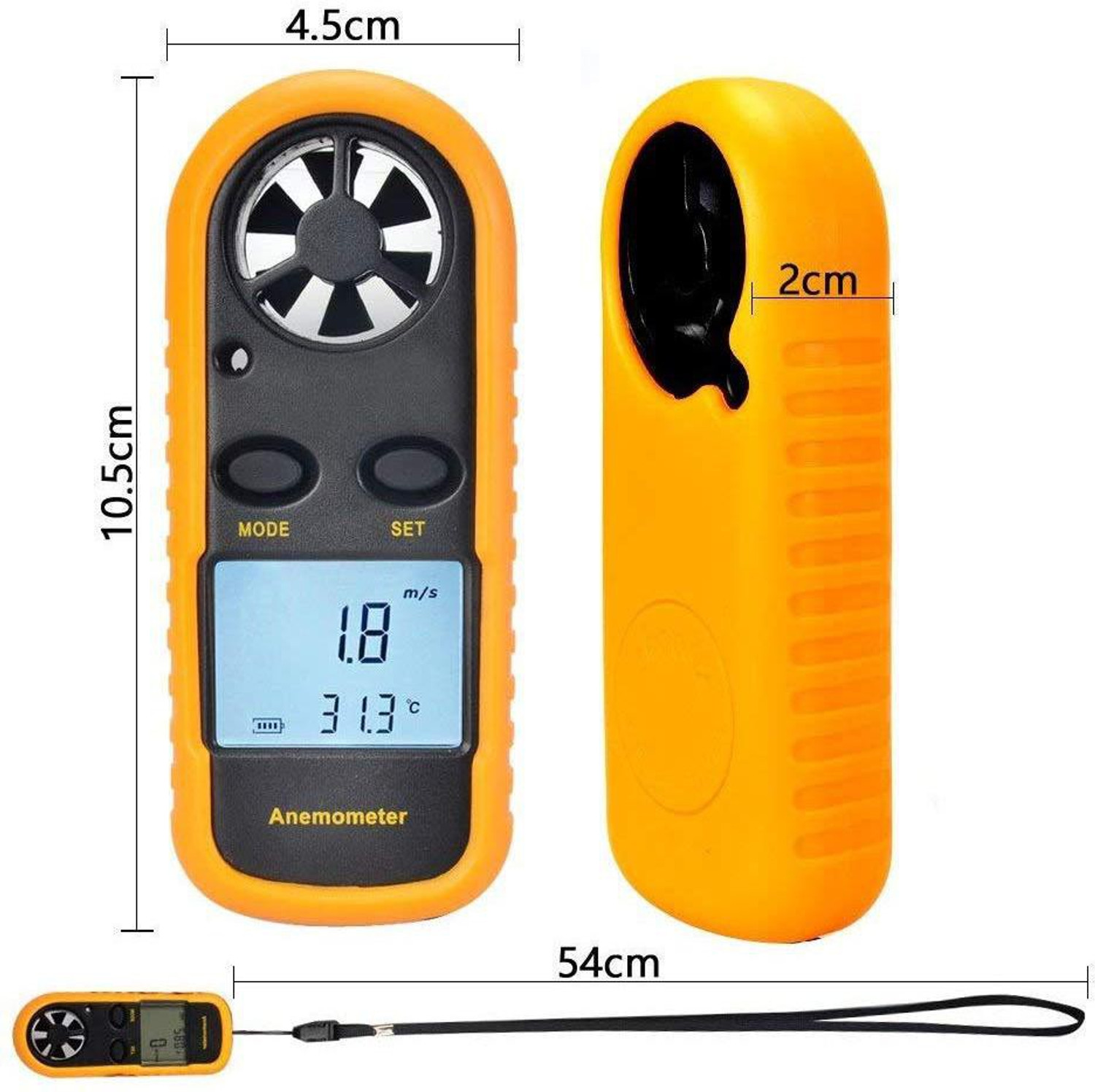 Image of SYGA Orange Anemometer Digital Anemometer