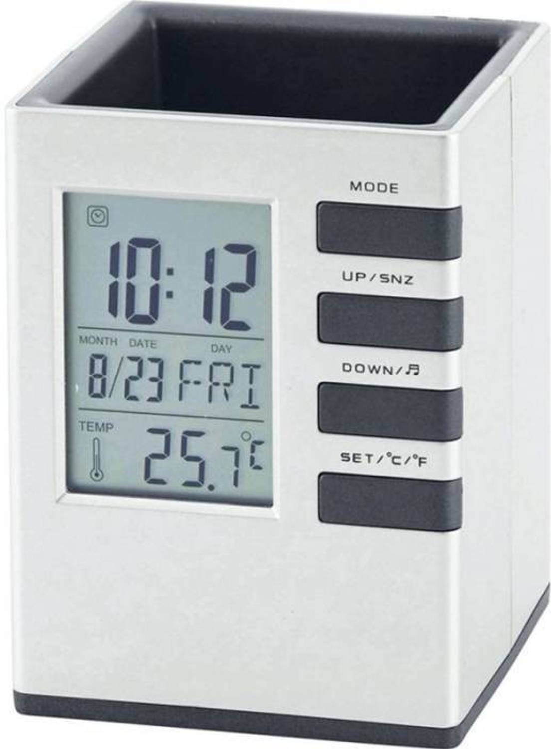 Auf 1 Compartments Plastic Cube Desk Clock Stand With Alarm