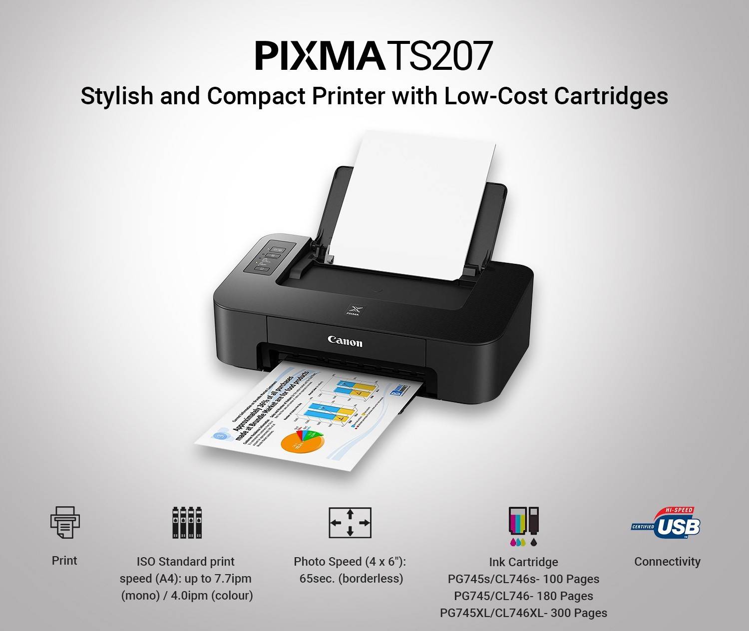 Canon PIXMA TS207 Single Function Color Inkjet Printer - Image 4