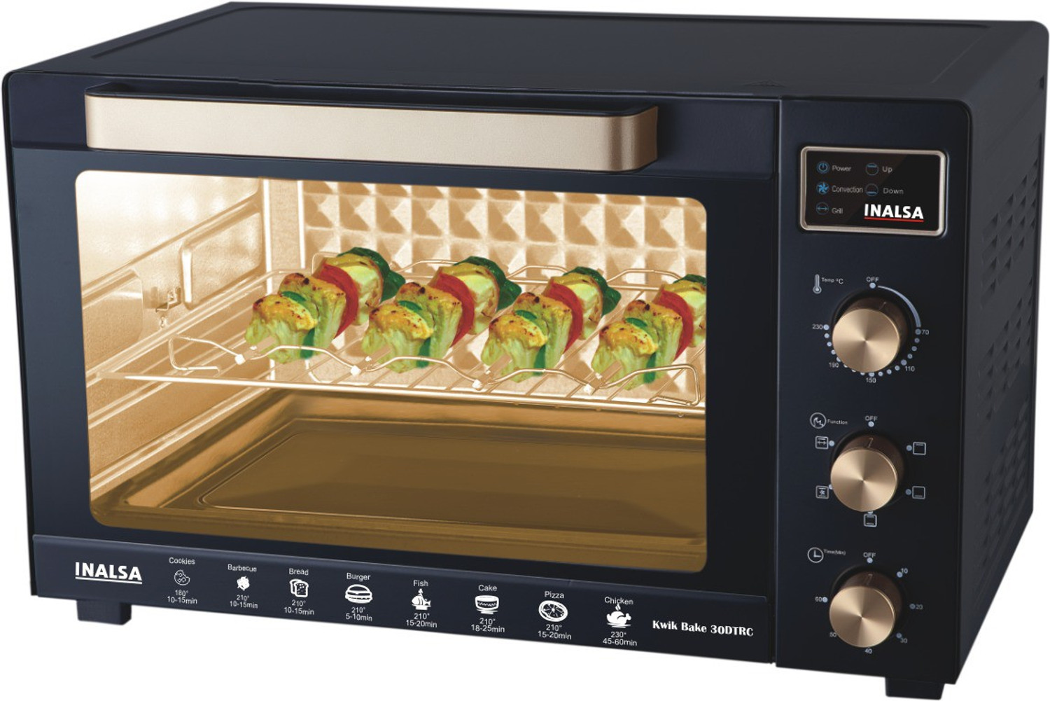 Image of Inalsa 30-Litre Oven Toaster Grill OTG Kwik Bake-30 DTRC, Black