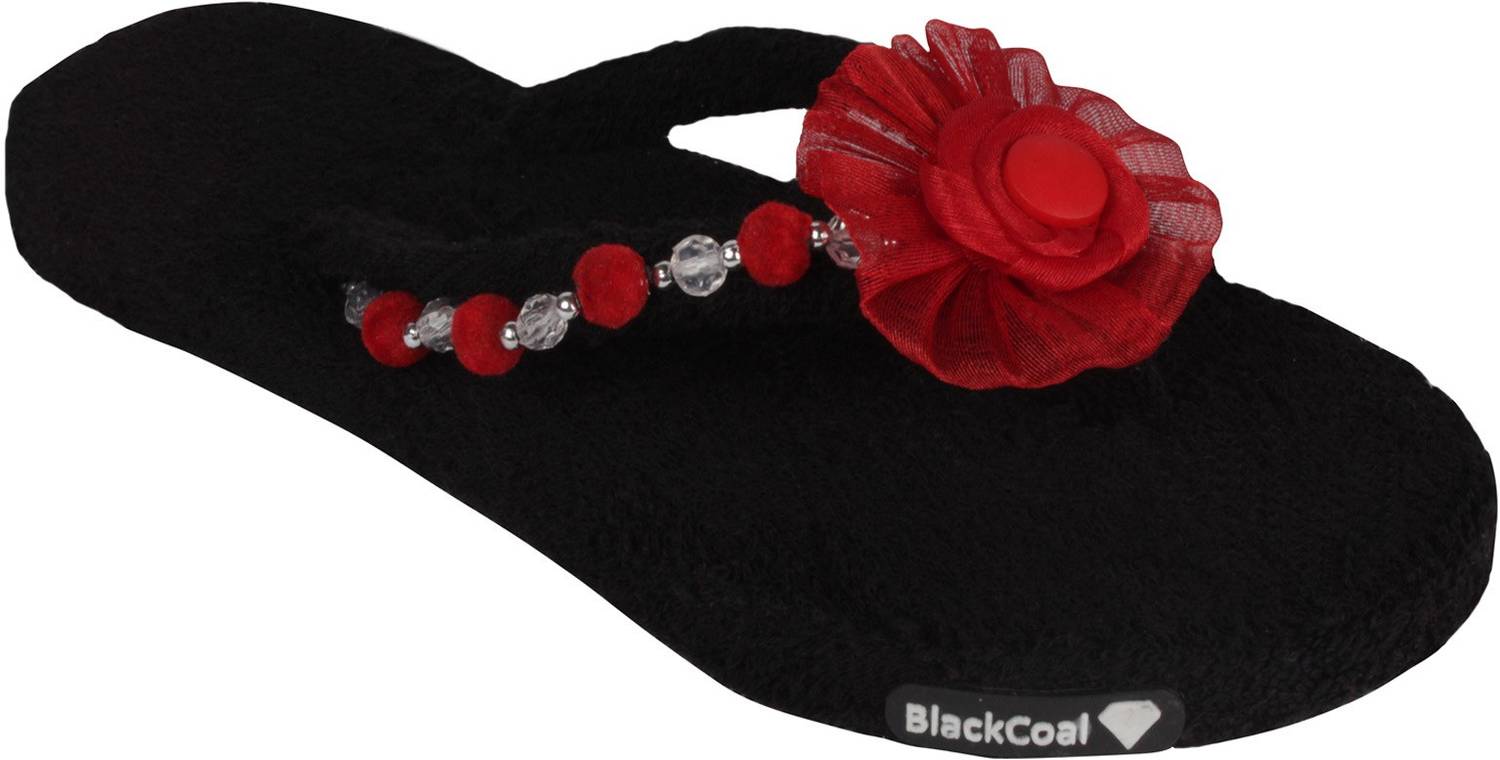 BlackCoal Women Women Fur Slipper Girls casual house Flip Flops Black Slippers