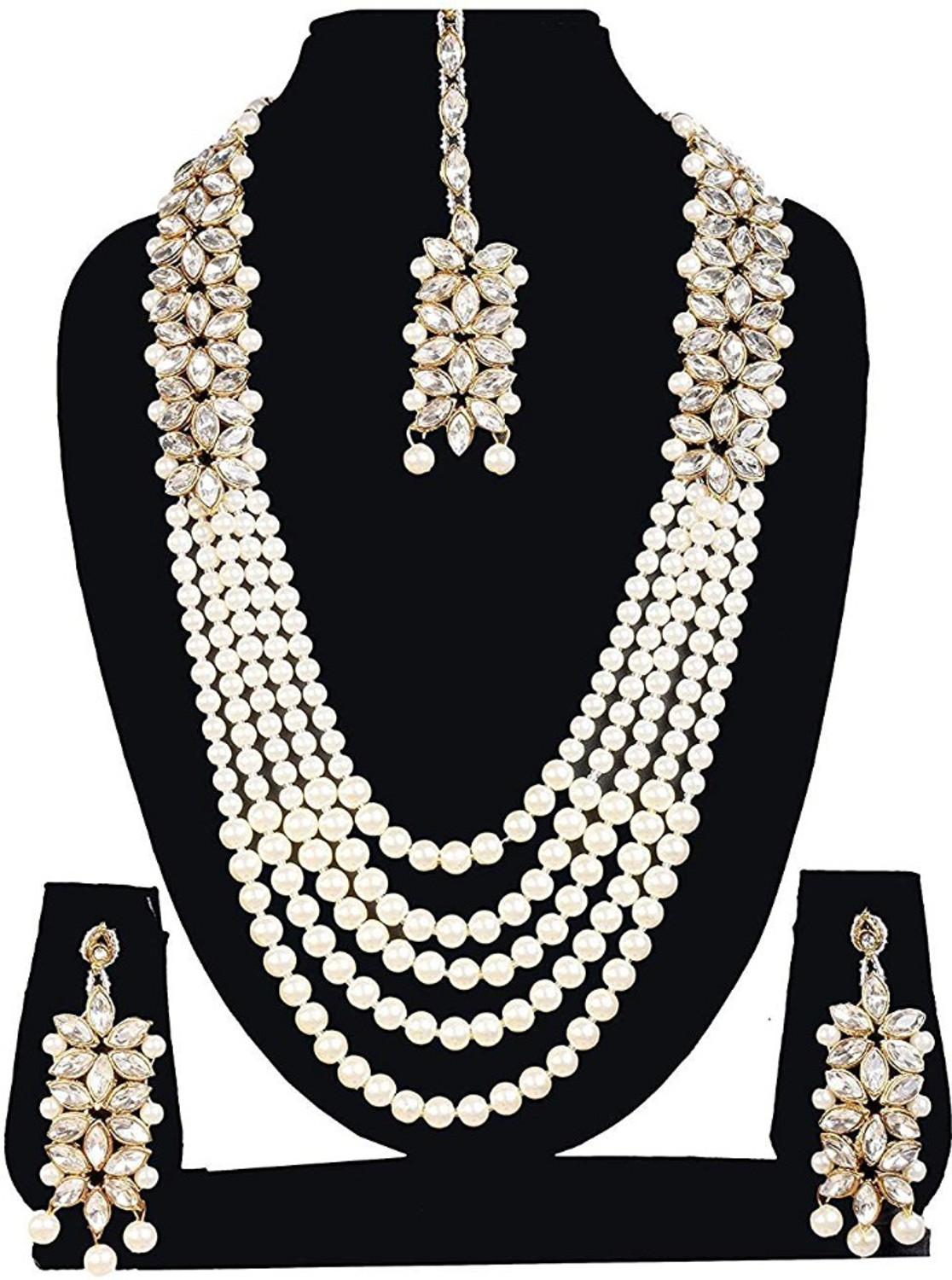 Image of YouBella Alloy White Jewellery Set