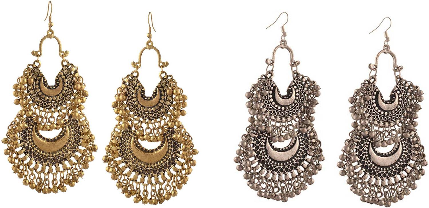 11 Girls Stylish Fancy Party Wear Earrings Combo of 2 Alloy Drops & Danglers