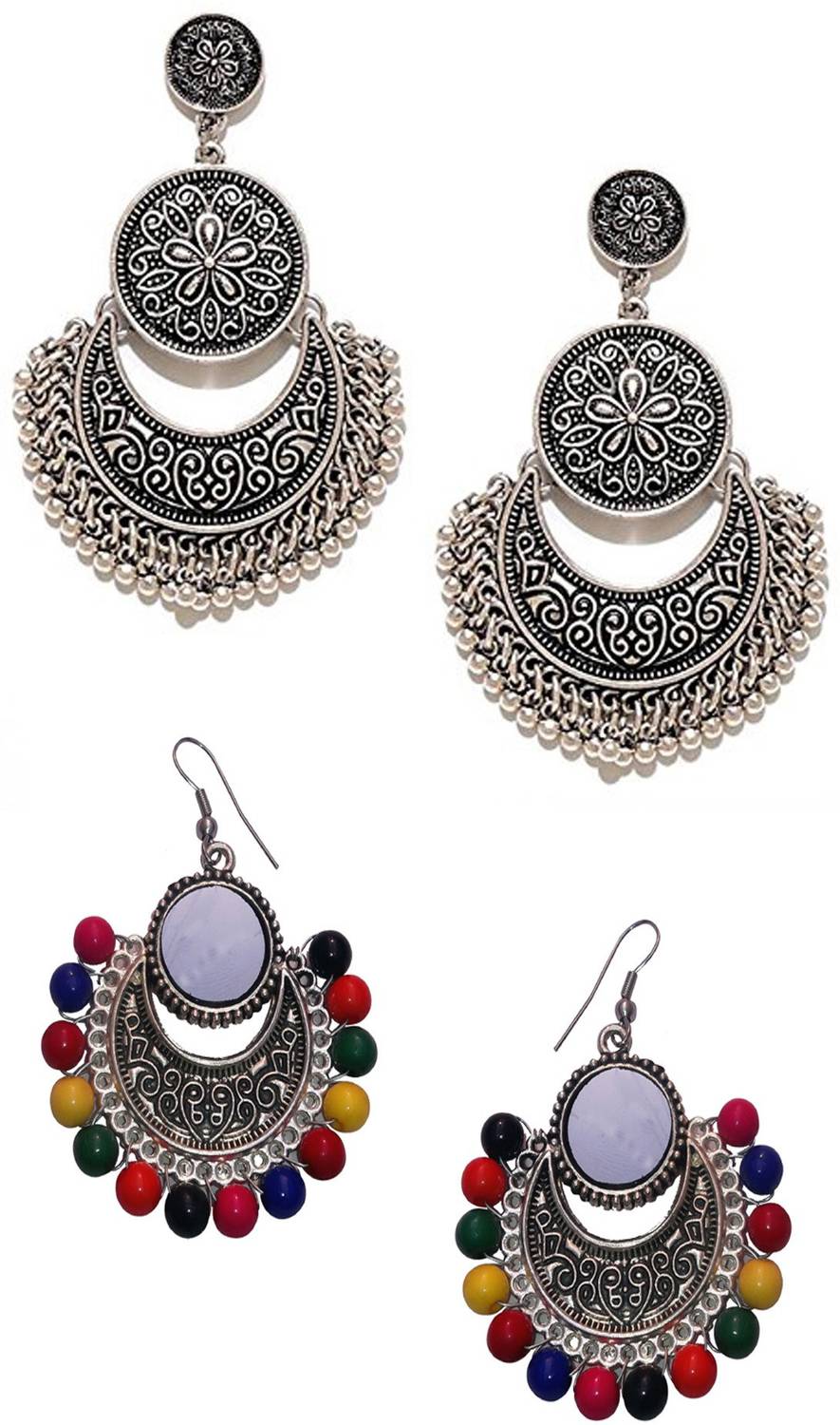 11 Girls Stylish and Fancy Party Wear Earrings Pack of 2 Alloy Drops & Danglers