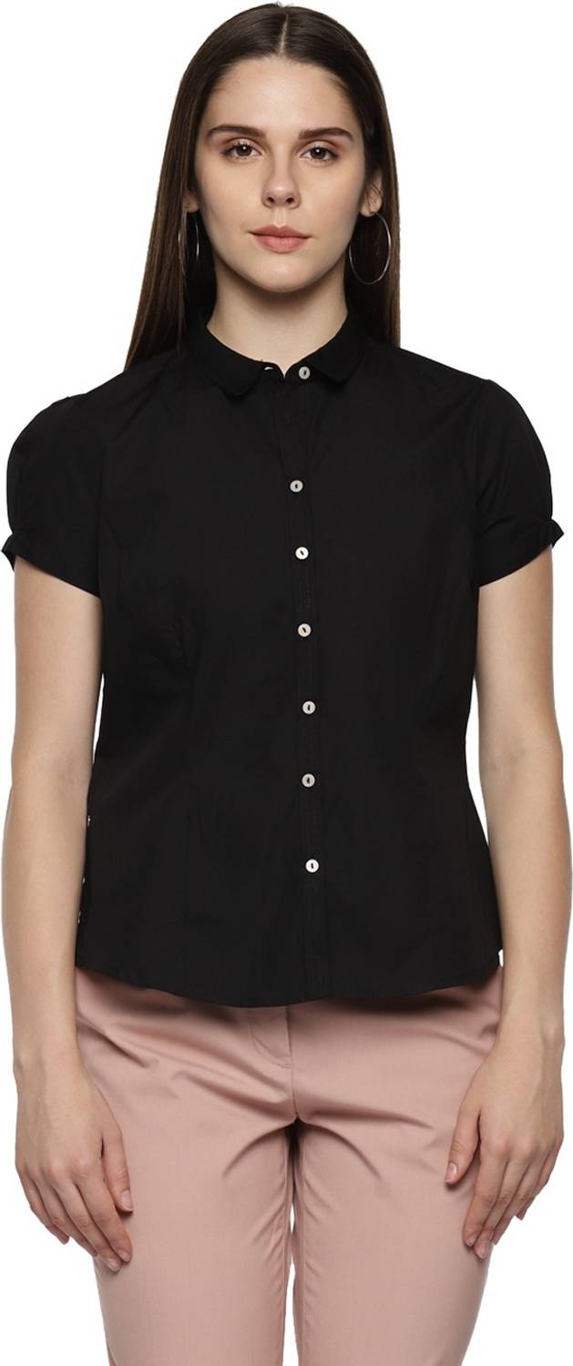 Annabelle by Pantaloons Women Solid Casual Black Shirt