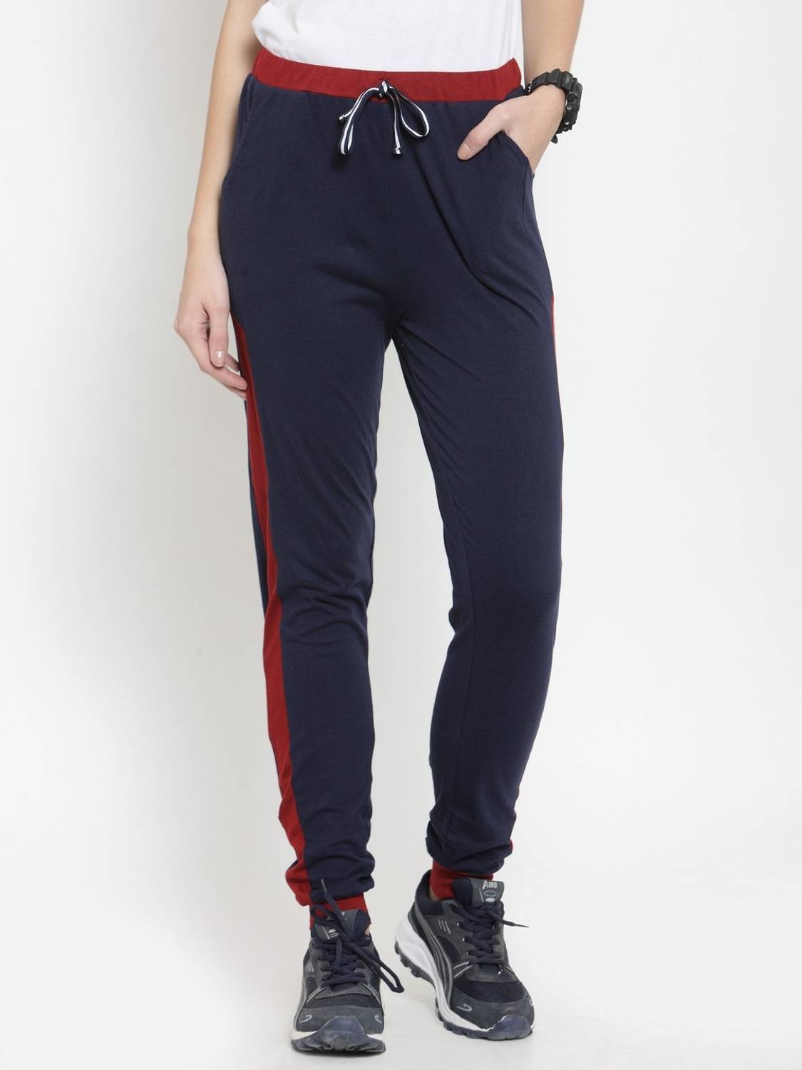 Boston Club Solid Women Dark Blue Track Pants