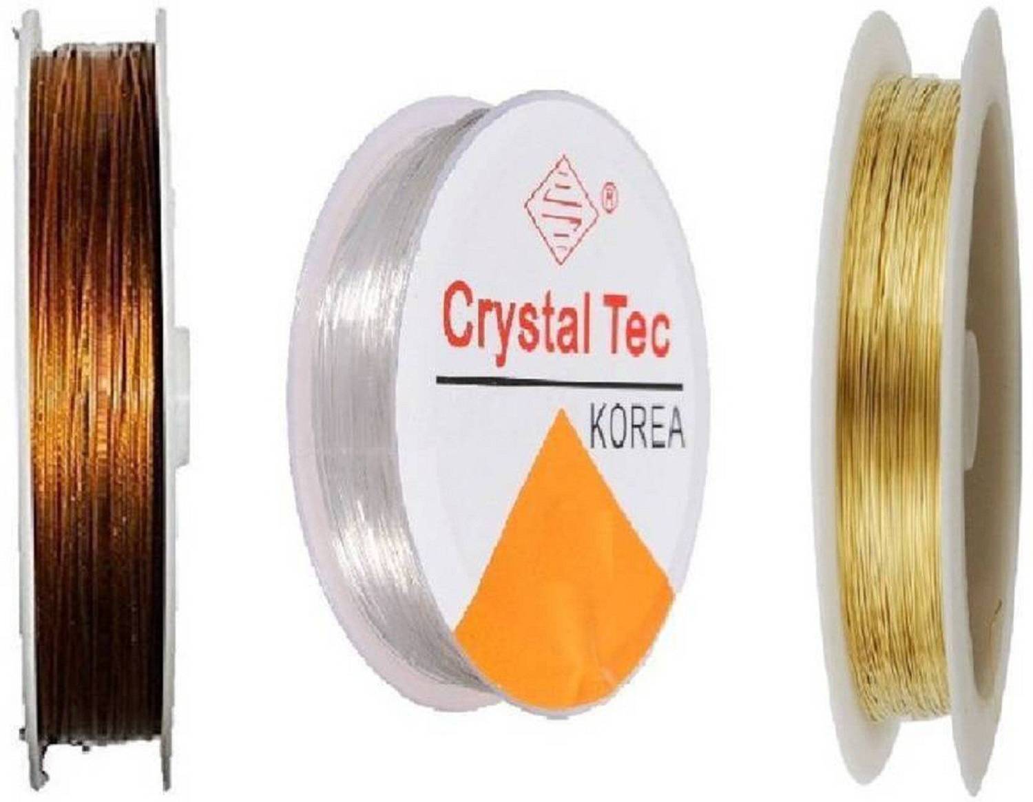 BuyDBest Gear Wire, Copper Wire & Elastic Wire Clear Combo - Gold for jewelry making