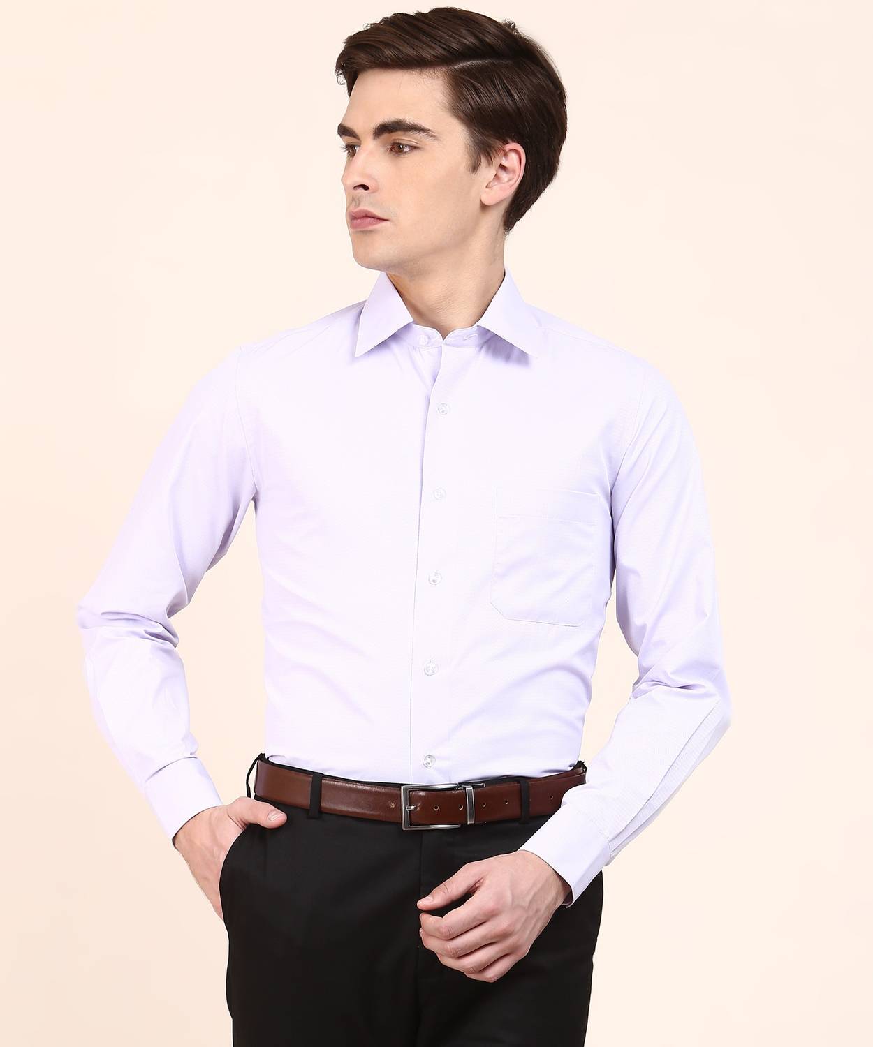 ARROW Men Self Design Formal Purple Shirt