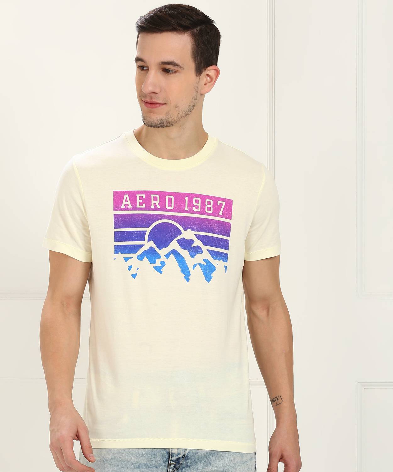 AEROPOSTALE Printed Men Round Neck Multicolor T-Shirt