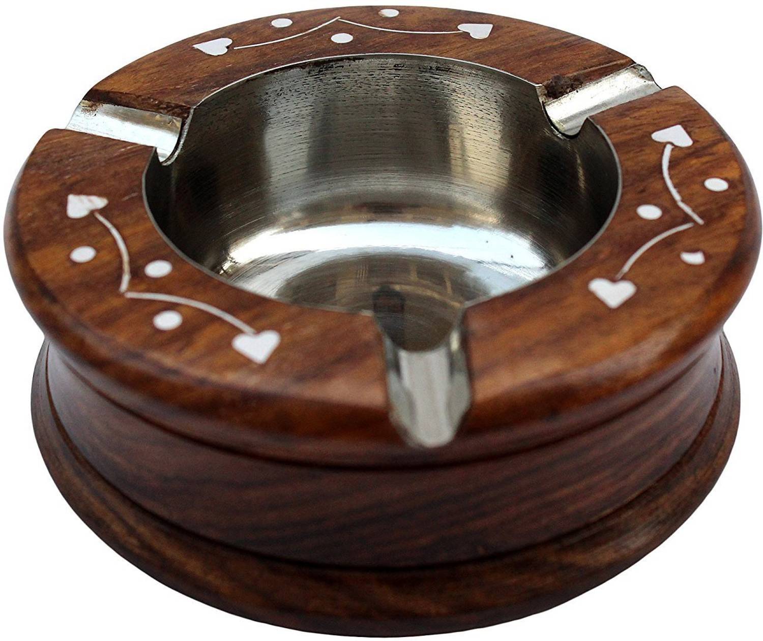 Aafiya handicrafts Af0365 Brown Wood, Brass, Steel Ashtray