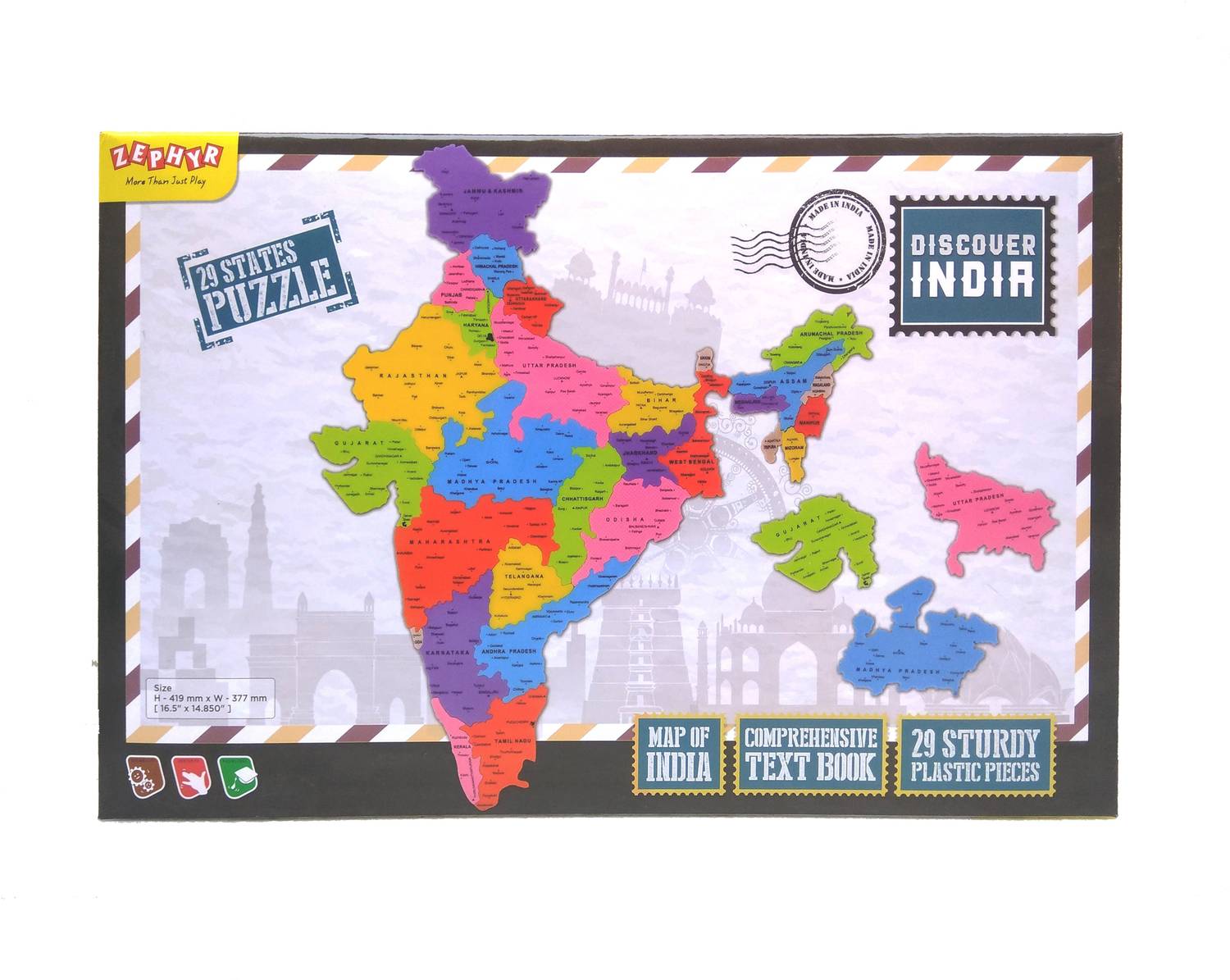 ZEPHYR Discover India - 29 States Puzzle Map for Kids - Discover