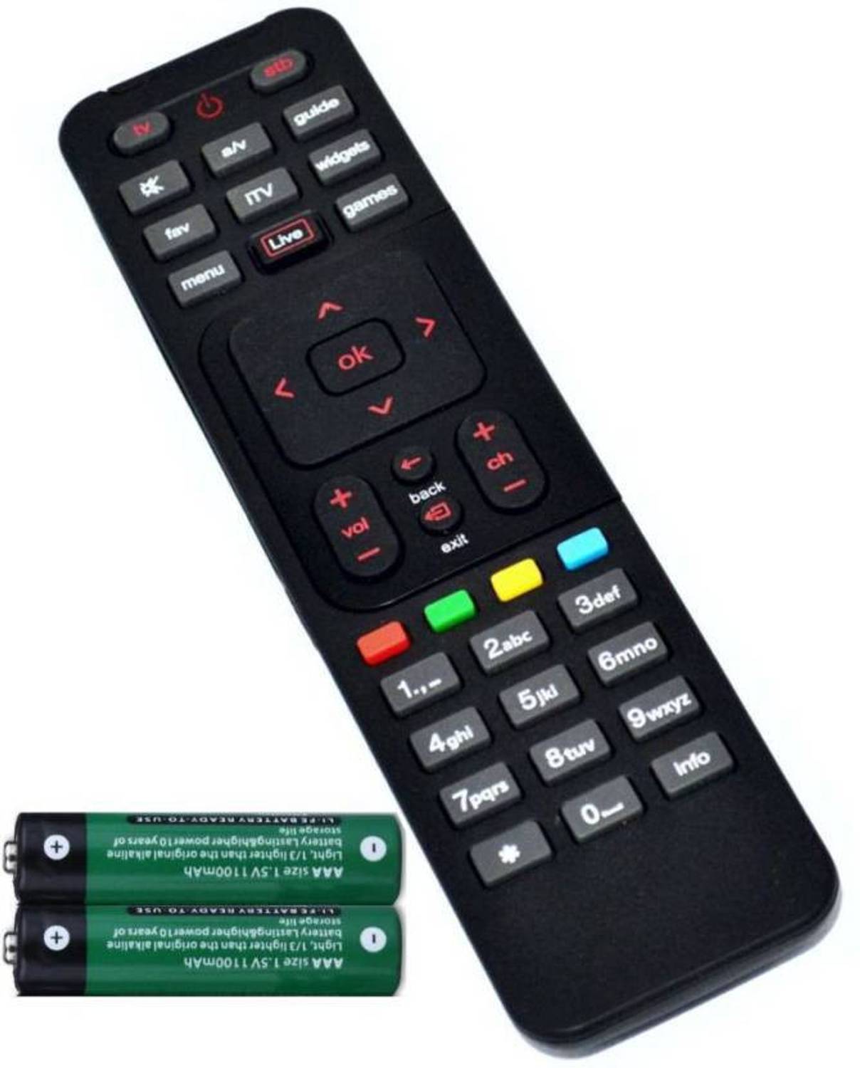 Axelleindia DTH Set Top Box Remote Controller with 2 Pcs Battery of 1.5 V Compatible for Airtel Remote Controller (Multicolor) Airtel DTH Remote Controller