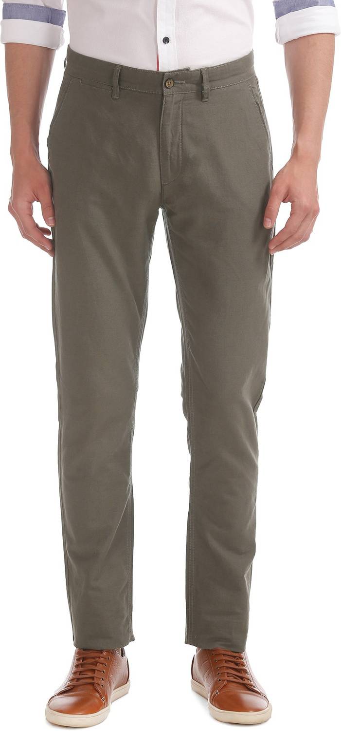 Arrow Sport Slim Fit Men Green Trousers