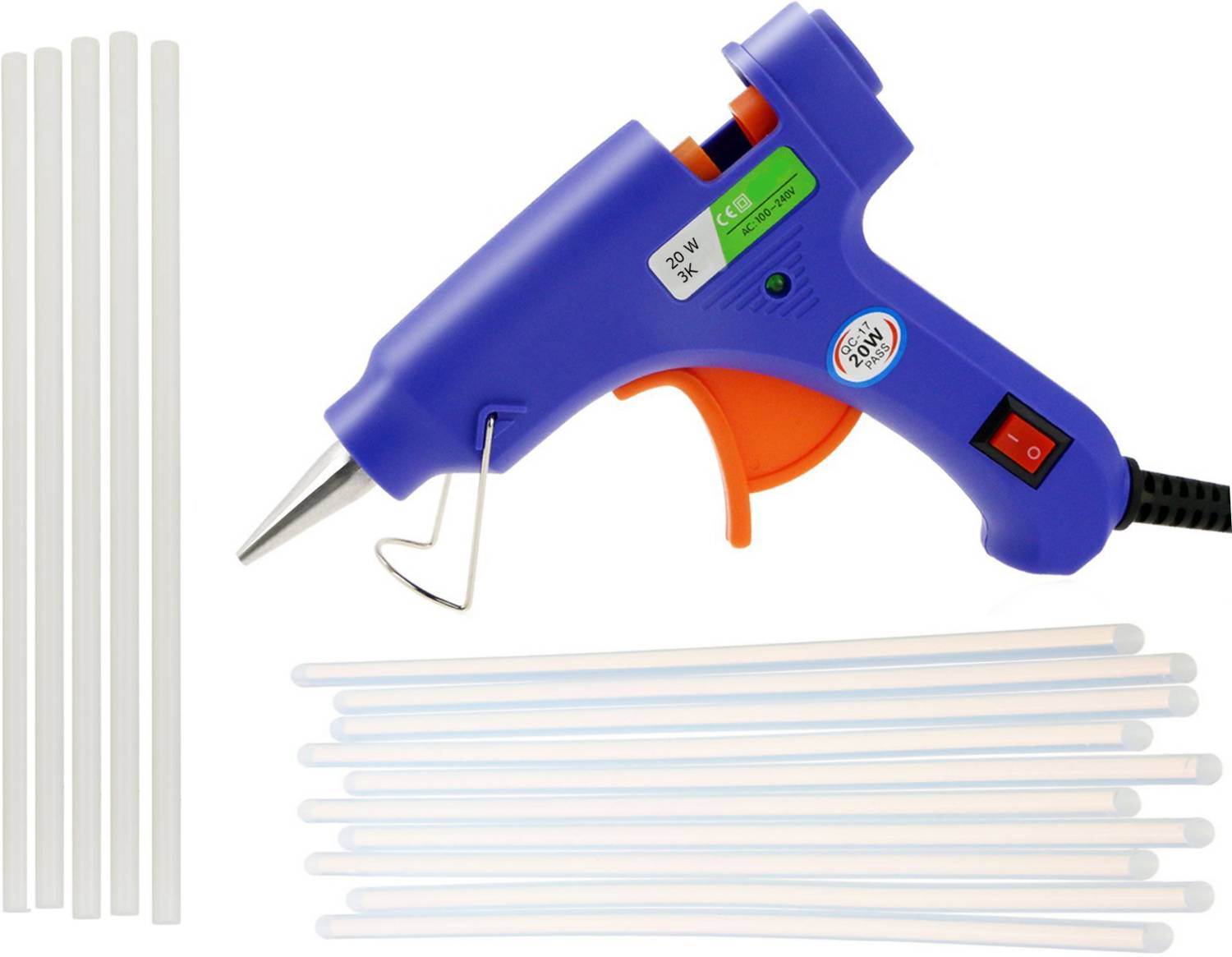 bandook BLUE 20W 20WATT WITH 15 TRANSPARENT STICKS Standard Temperature Corded Glue Gun