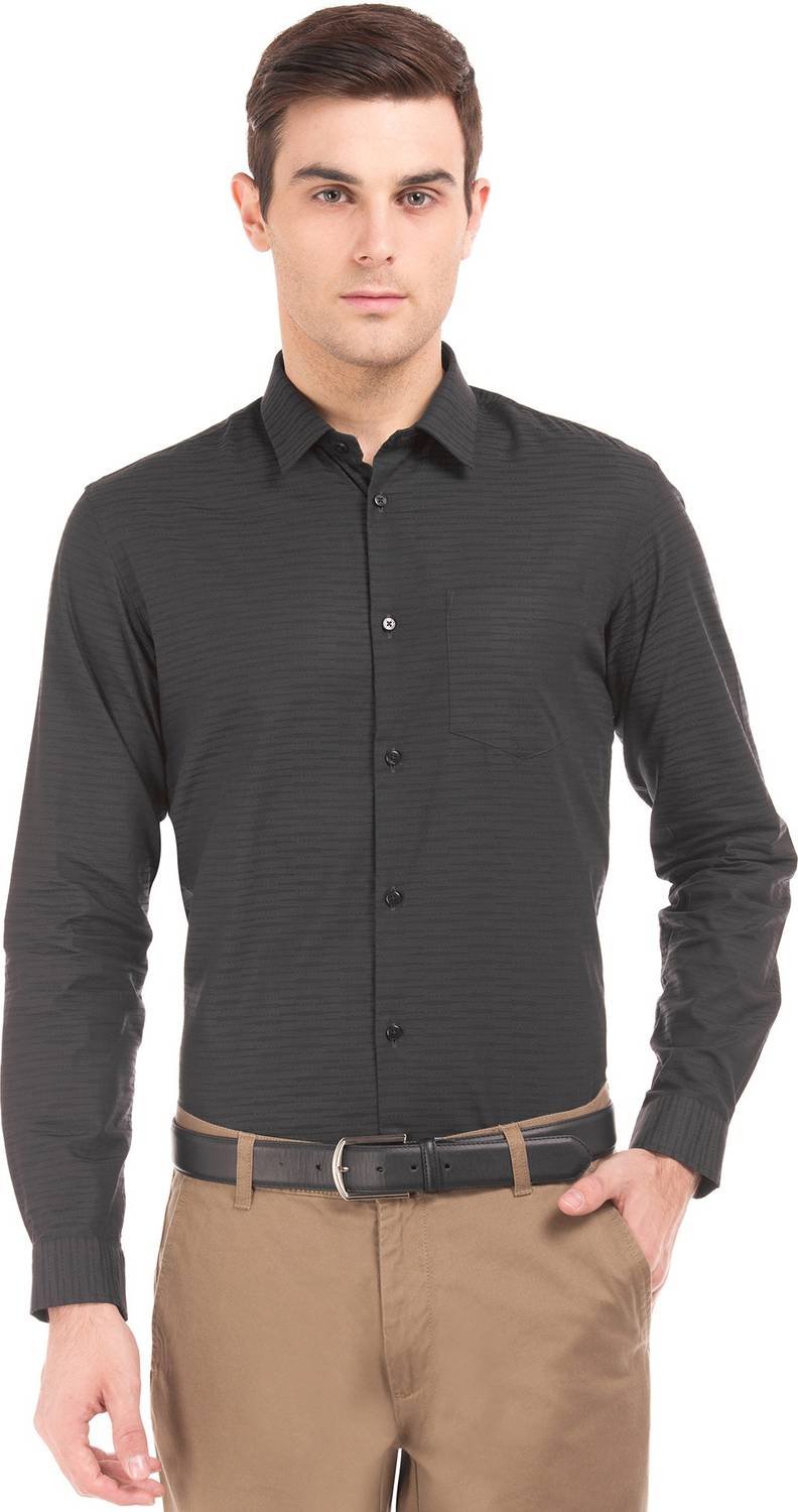 Arrow Newyork Men Striped Formal Grey Shirt
