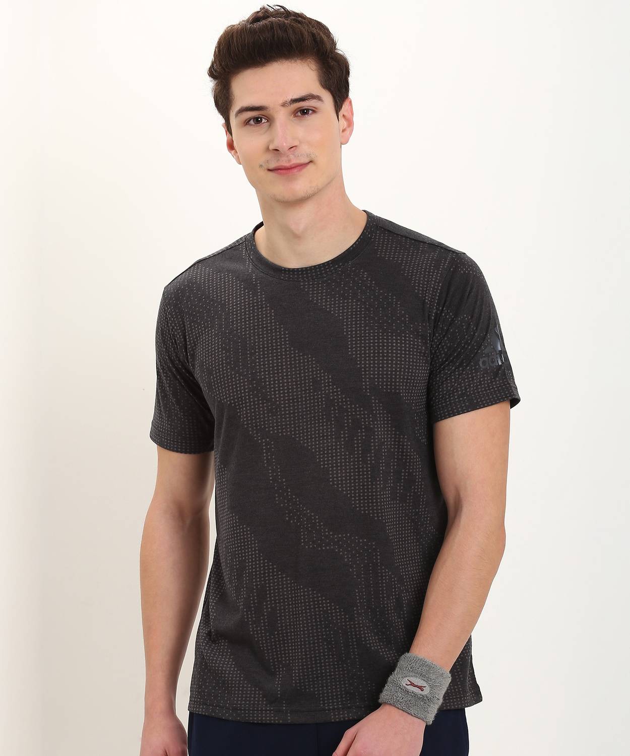 ADIDAS Printed Men Round Neck Grey T-Shirt