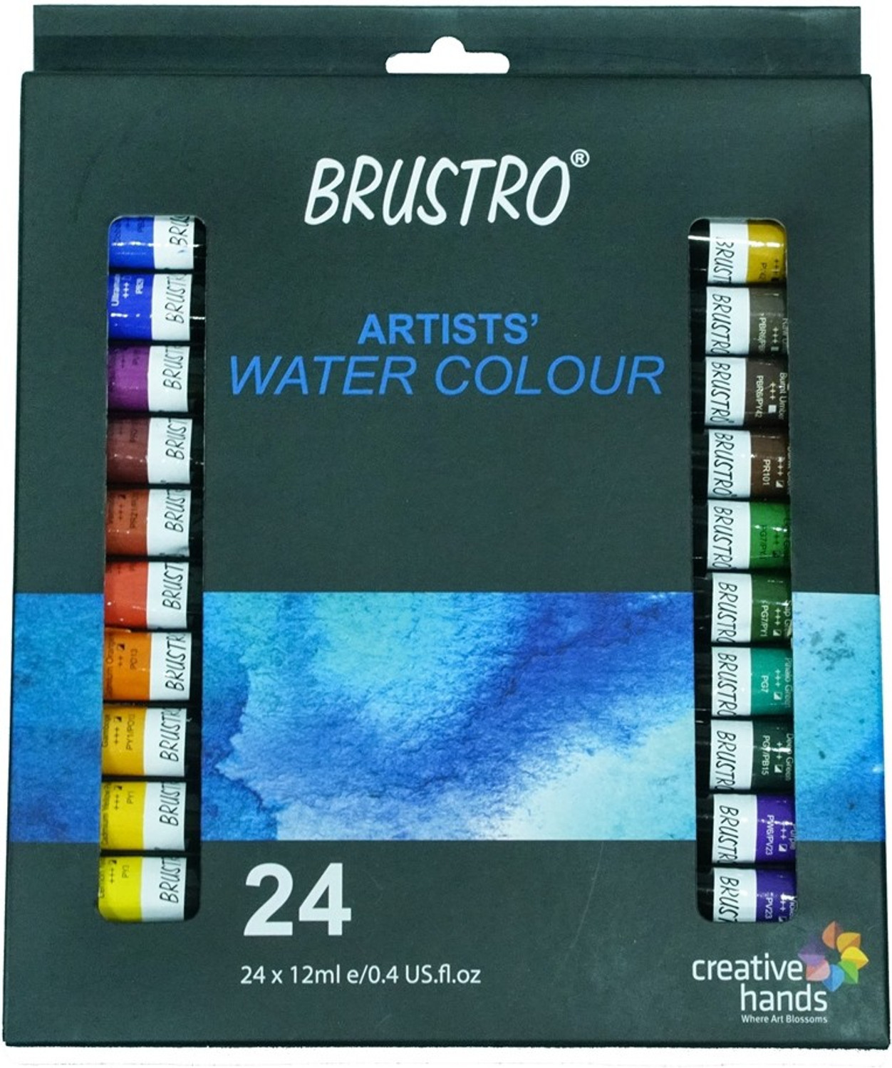 Image of BRuSTRO Artists' Watercolour Set of 24 Colours X 12ML Tubes