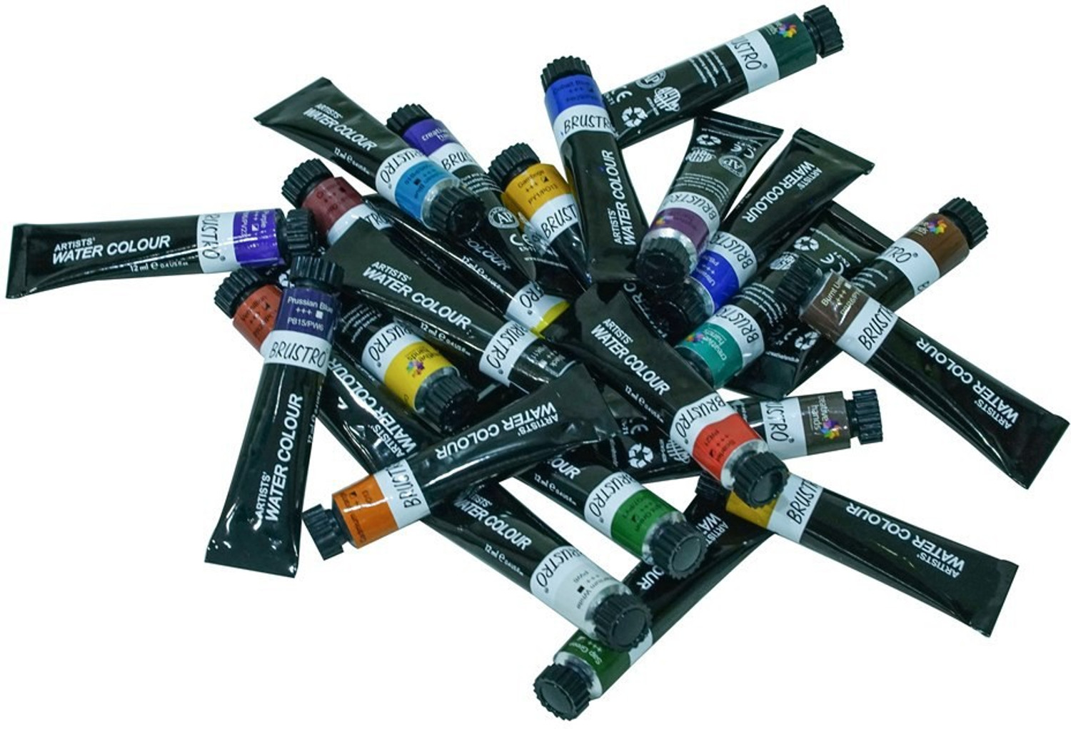 Image of BRuSTRO Artists' Watercolour Set of 24 Colours X 12ML Tubes