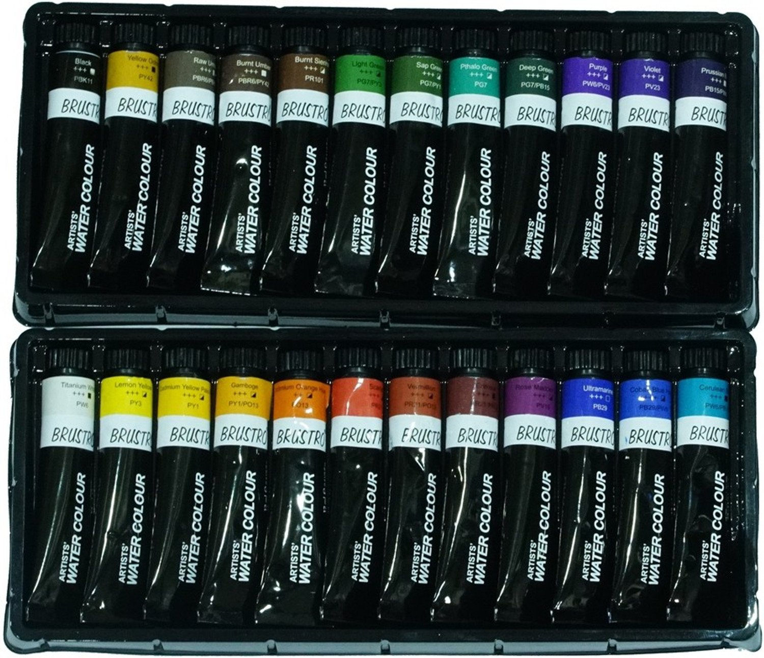 Image of BRuSTRO Artists' Watercolour Set of 24 Colours X 12ML Tubes