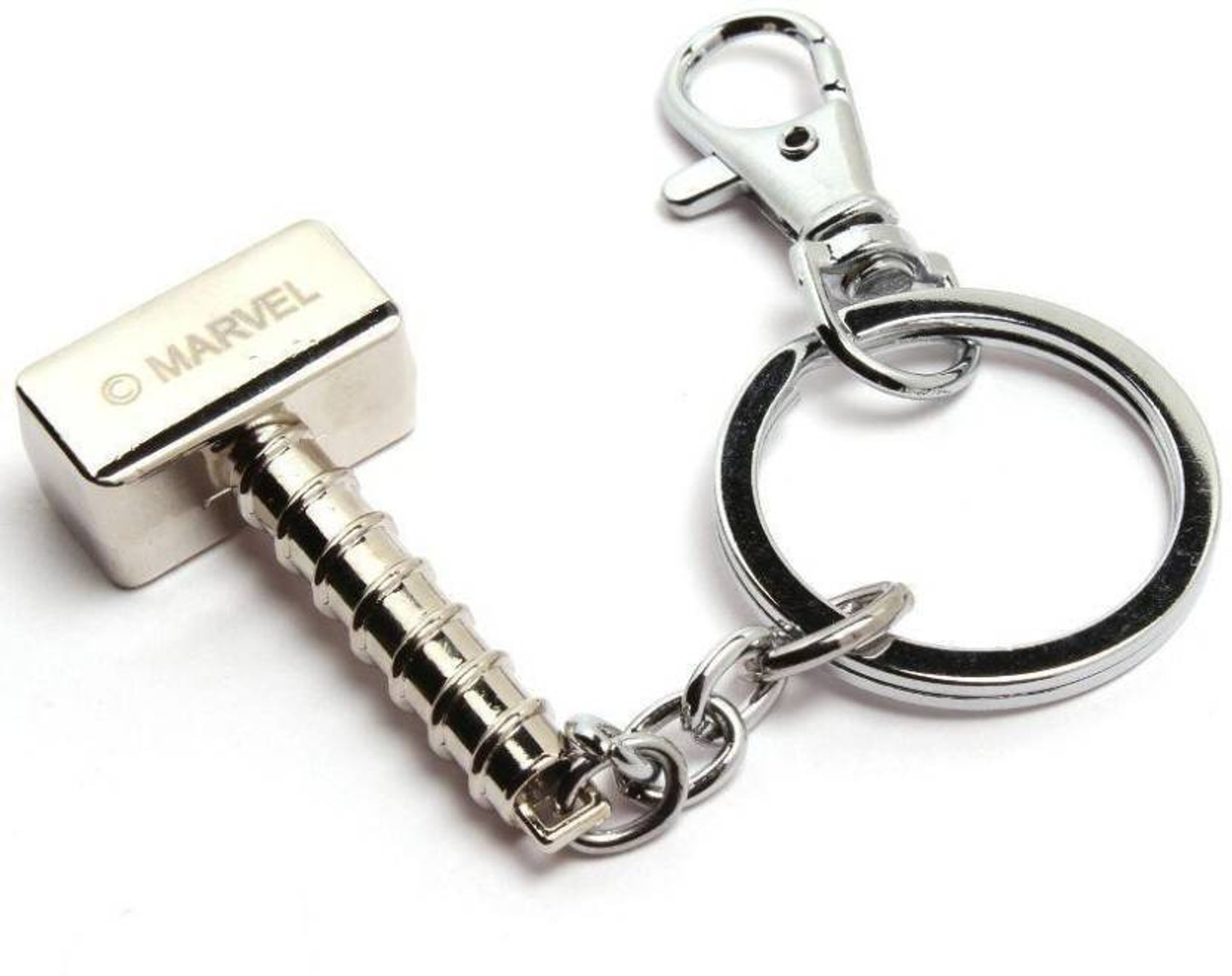 Image of Click Superhero Thor Hammer Marvel Avengers Silver Metal Design-A Locking Key Chain (Silver) Key Chain