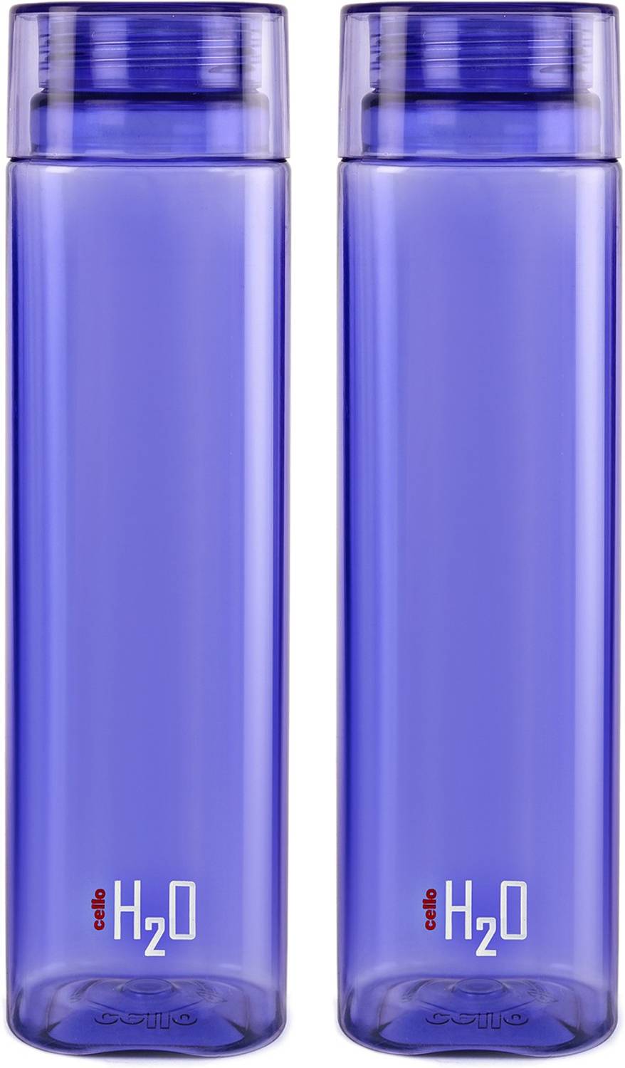 cello H2o Squaremate Plastic Water Bottle, 1-Liter , Set of 2, Purple 1000 ml PET Bottle
