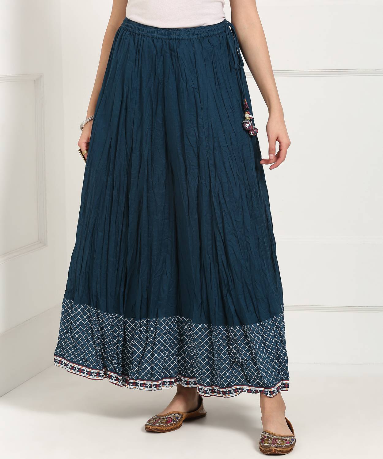 BIBA Printed Women Regular Green Skirt