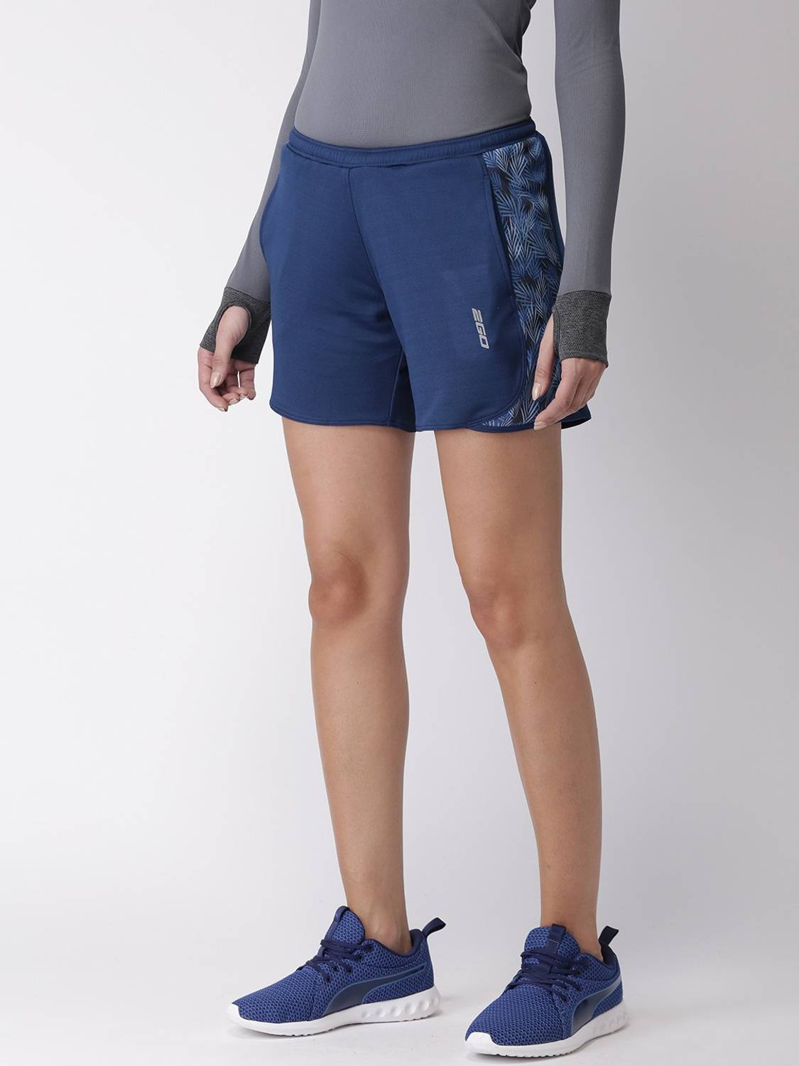 2GO Printed Women Dark Blue Sports Shorts