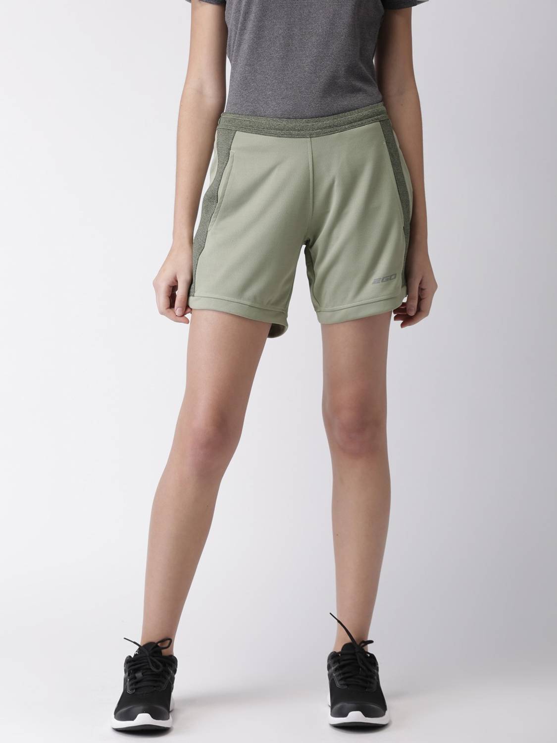2GO Solid Women Dark Green Sports Shorts
