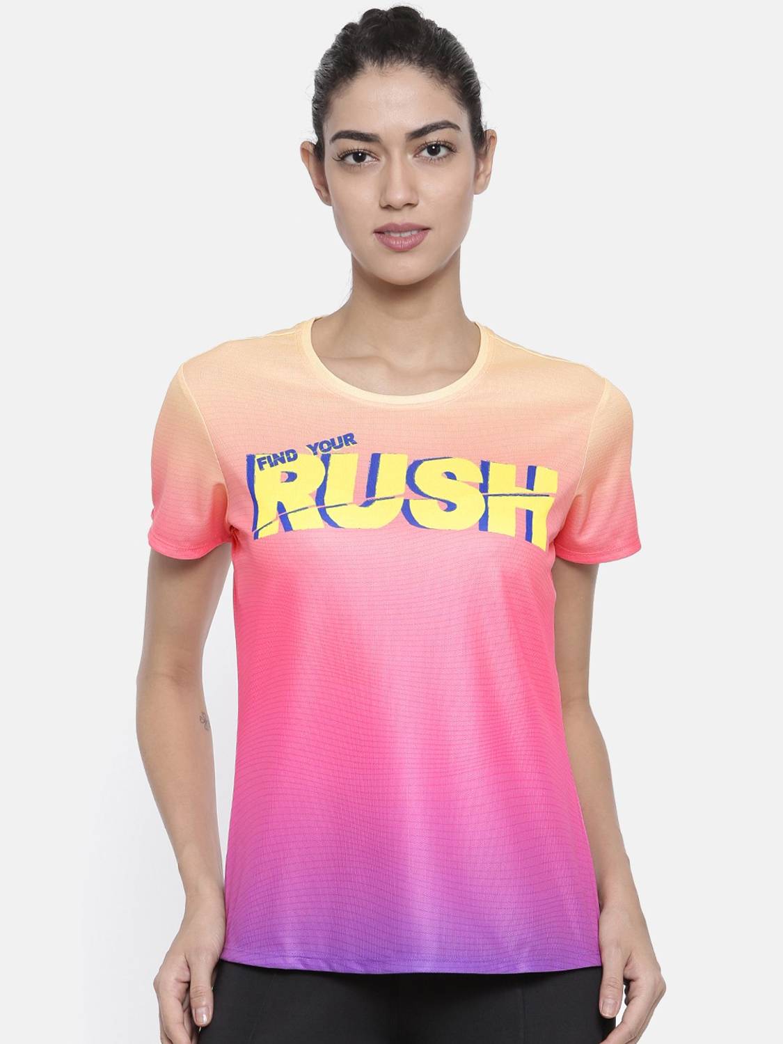 2GO Printed Women Round Neck Purple T-Shirt